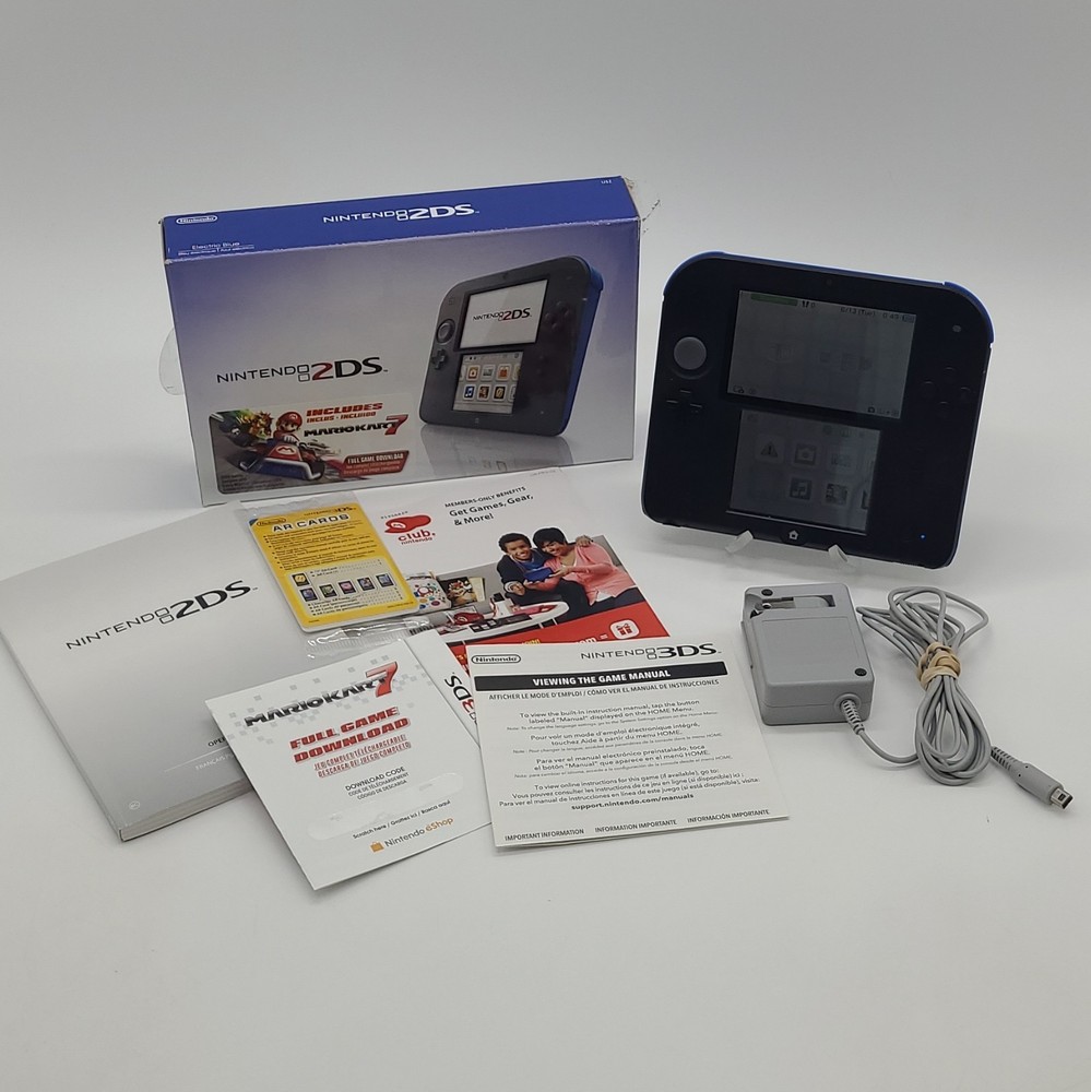 Nintendo 2DS Mario Kart 7 Limited Edition 4GB Electric Blue Handheld With Box