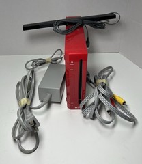 Nintendo Wii Red Console Bundle OEM Cords Sensor Bar Wii Remote Tested