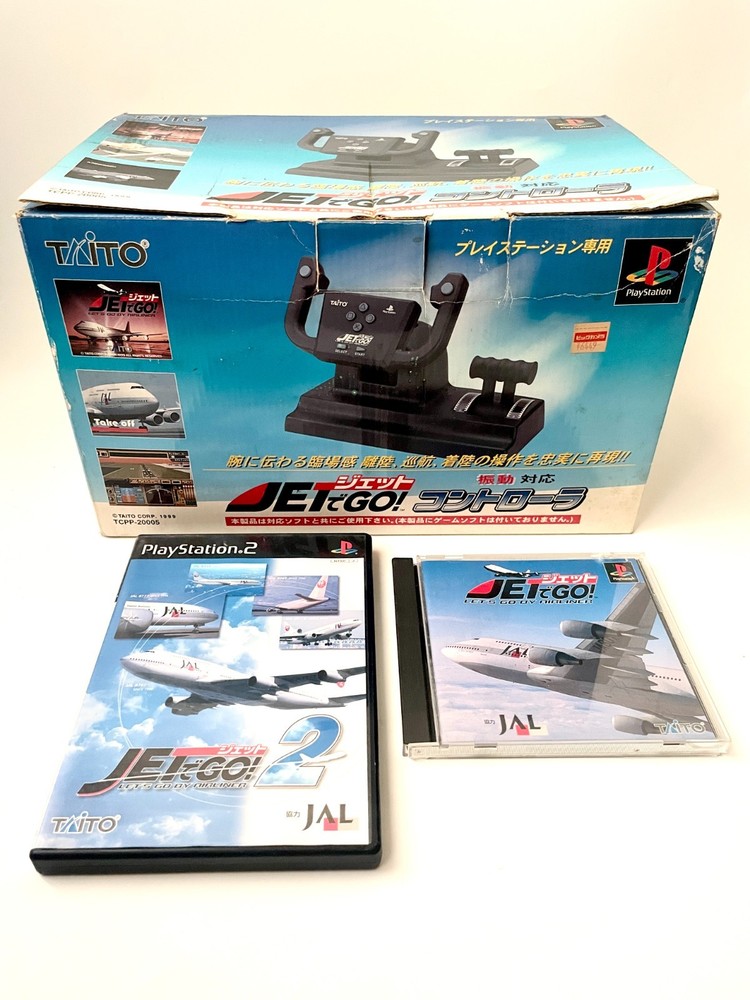 Taito Jet de Go! Flight Controller TCPP-20005 & Game Set PS1 PlayStation Japan