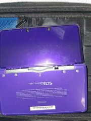 Nintendo 3DS Midnight Purple Portable Gaming Console Tested W/2 Games Case