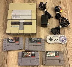 Super Nintendo SNES Console Bundle 4 Games Controller Tested Works Clay Fighter