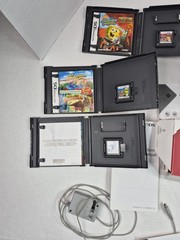 Nintendo DSI Matte Red Handheld System Box Charger Games Tested With Issues