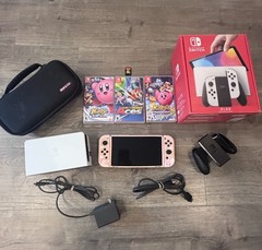 Nintendo Switch OLED Bundle Console with Joy Cons, Dock, 4 Games & 128GB SD Card