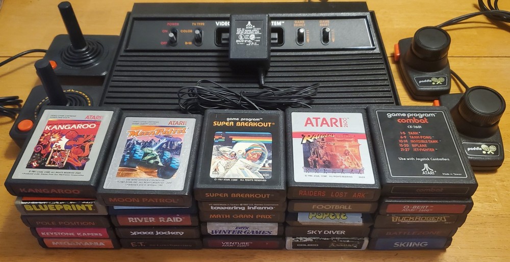 🔥Atari 2600 System Bundle Console, 25 Games, Joysticks, Paddles TESTED WORKING!