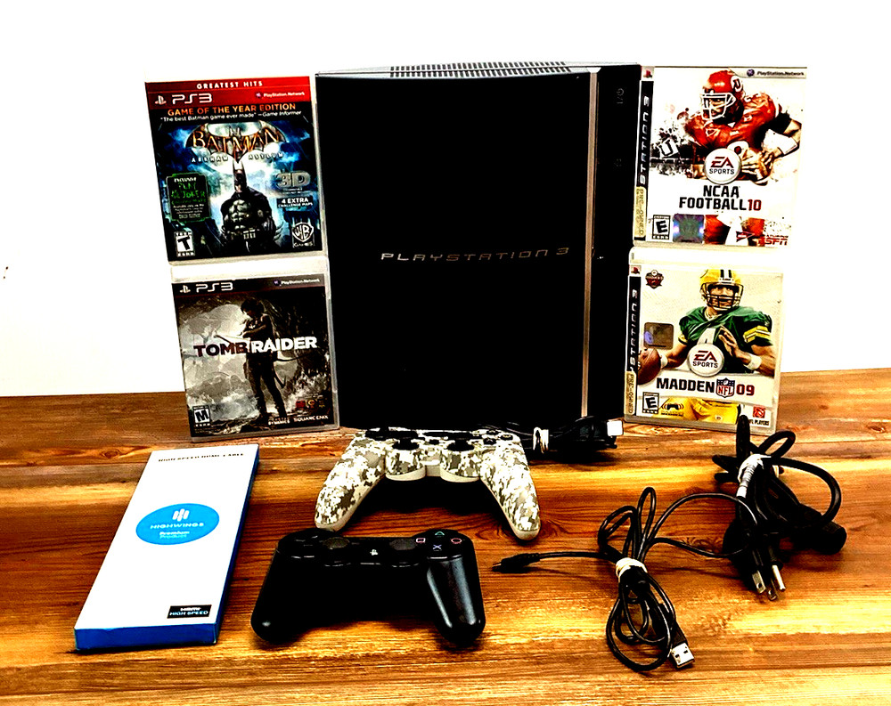 Sony PlayStation 3 PS3 Console Bundle 2 Controllers,4 Games, HDMI, Cables Tested