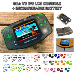 Nintendo Game Boy Advance GBA V5 IPS LCD CLEAR BLACK USB-C Rechargeable Battery
