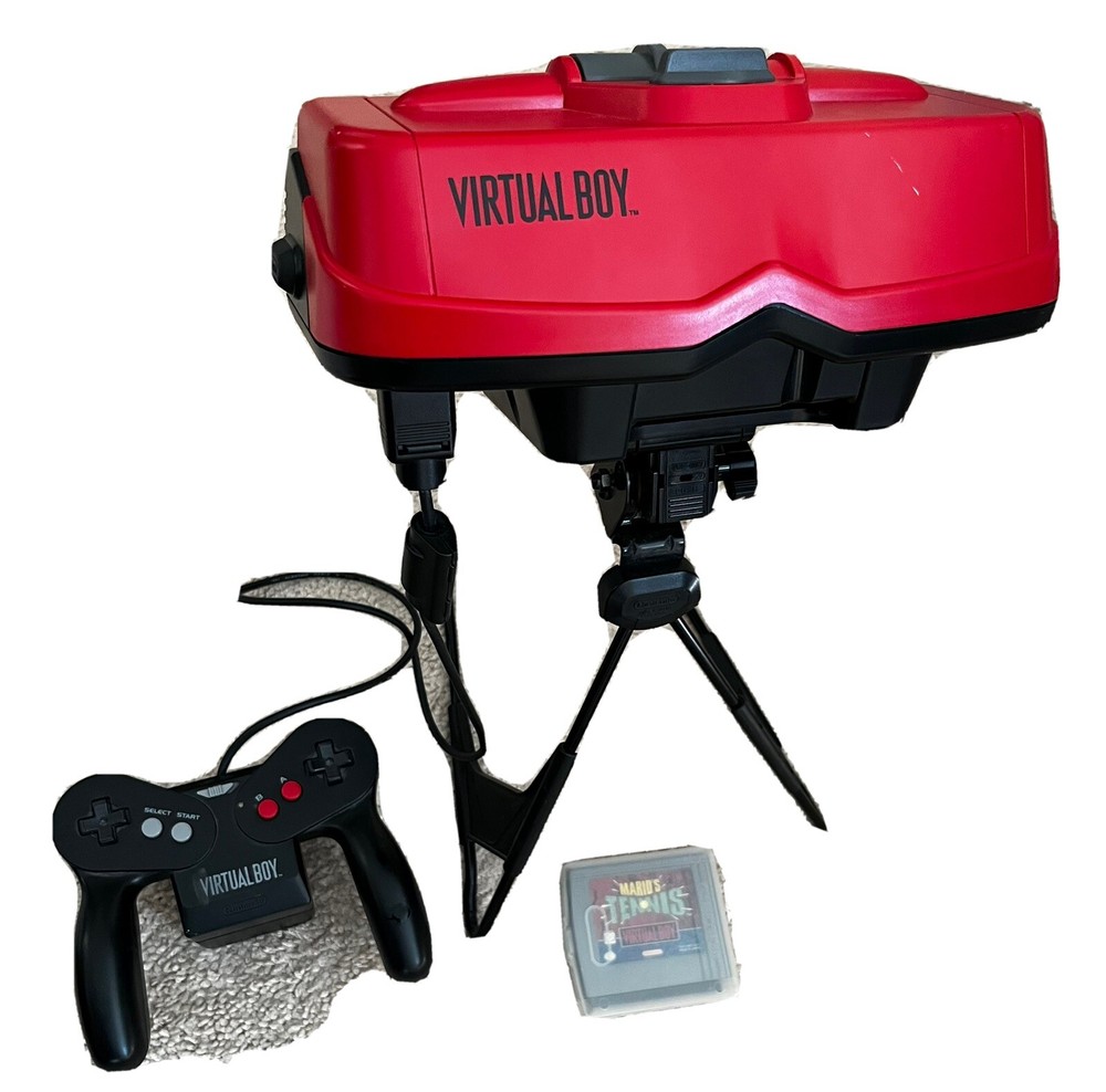 Nintendo Virtual Boy Console, Visor, Stand, Controller Battery Pack System