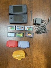 Nintendo DS Lite Console Black w/Charger Stylus 6 Game/Video BUNDLE TESTED