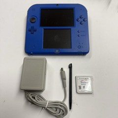 3ds – Nintendo 2DS Console – Electric Blue & Black Tested Missing Rubber #2943