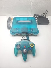 UPGRADED Nintendo 64 N64 Ice Blue Clear Funtastic + Official OEM remote & Cables