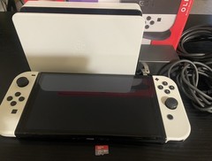 Nintendo Switch OLED with 128GB Micro SD Card, Original Box, & Handheld Grip