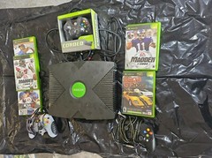 Microsoft Black Video Game Console (Works) with 7 games and 3 controllers