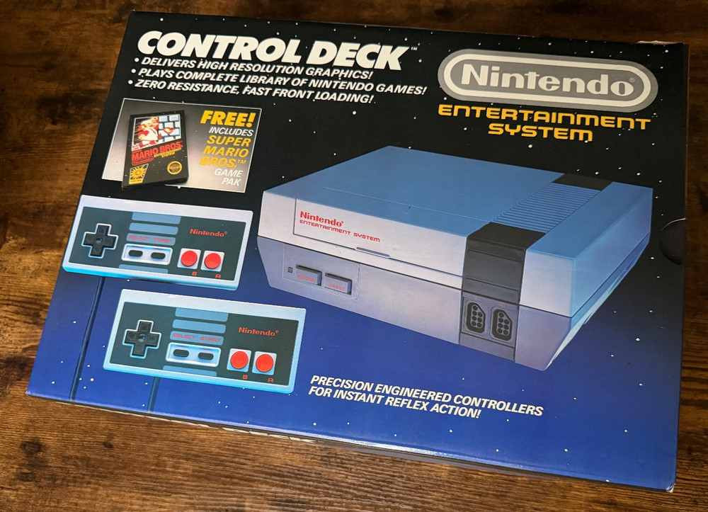 1986 Control Deck complete in box nintendo nes Super Mario Game Pak cart nr-MINT