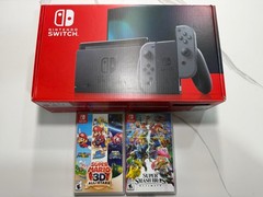 Nintendo Switch Console Bundle w/Gray Joy-Cons with 2 Games And Original Box