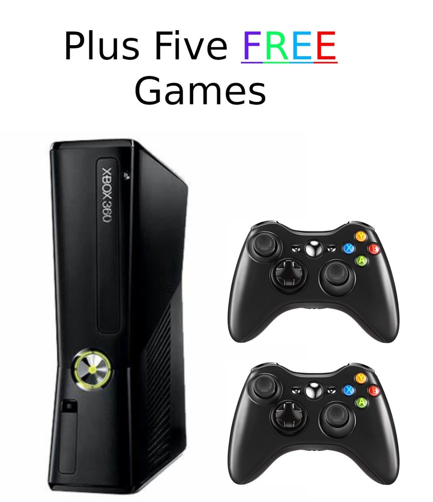 GUARANTEED Microsoft Xbox 360 S E 250gb Video Game Console & 2 Controllers GAMES