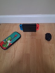 Nintendo Switch Black Console Bundle w/ Dock, Neon Blue/Red Joy-Con, Case