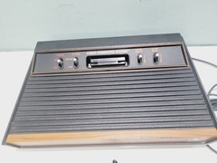 Atari 2600 4-Switch Woodgrain Console Tested w/ missing power cable Look Photos