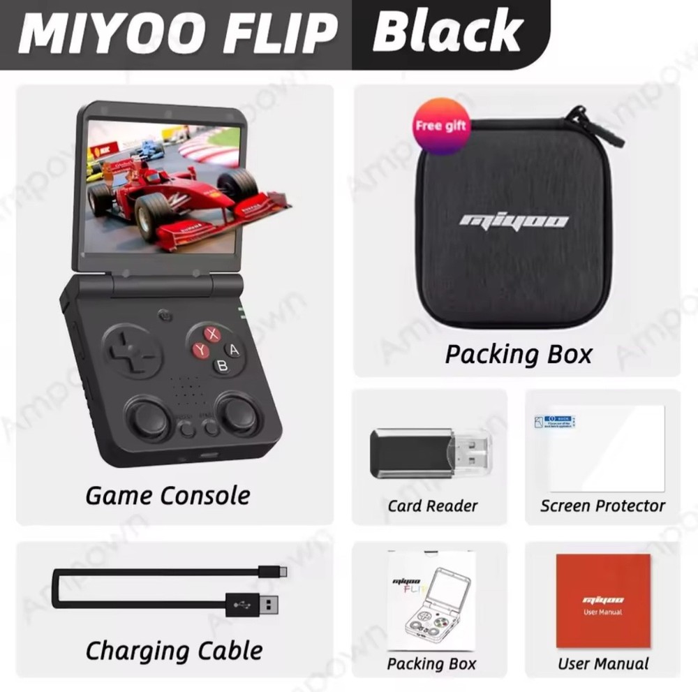 MIYOO Flip V2 Handheld Game Players 3.5”IPS Screen Linux System Onion OS Video