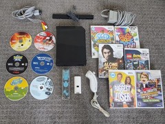 Black Nintendo Wii Console System Bundle w/ 12 Games Nunchuck TESTED! Sled