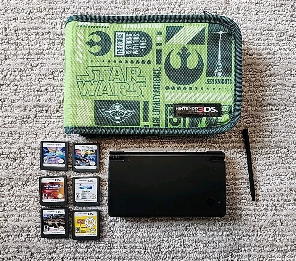 Nintendo DSi Black Handheld Console System Bundle – Tested With Case & 6 Games!