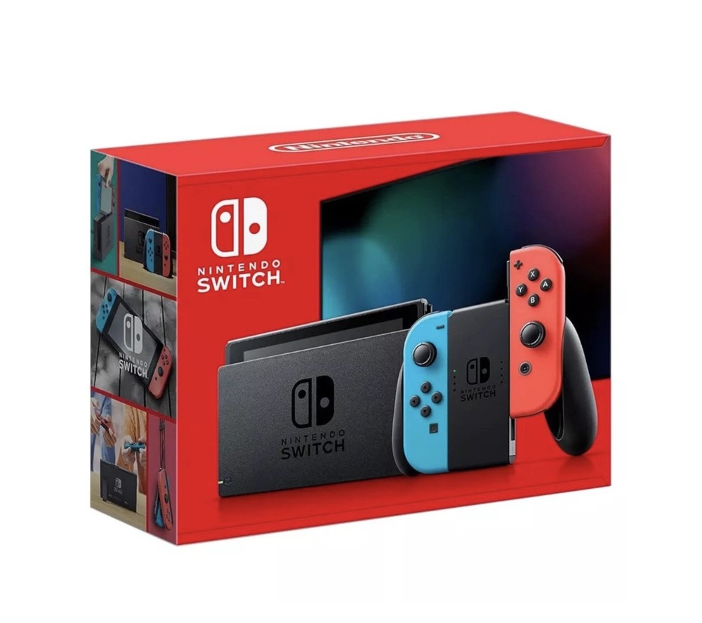 Nintendo Switch with Neon Blue and Neon Red Joy‑Con – Jap spec with us plug