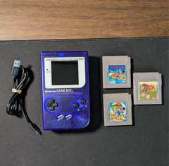 Nintendo Game Boy IPS Backlit LCD Screen Mario Zelda Purple Shell Rechargeable