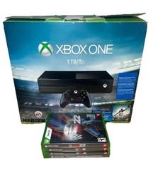 Microsoft Xbox One Console 1TB Black W/ Box No Controller & 4 Games Tested Works