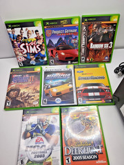 Original Microsoft Xbox Console Bundle w Controller, 8 Games, Cords – Working