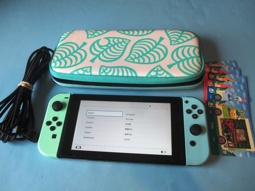 Nintendo Switch System Animal Crossing Edition +Charger + Case & Extras