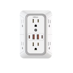 US Multi Socket Wall Socket with 6 AC Outlets 4 USB Port(2 Type C), Universal Pl