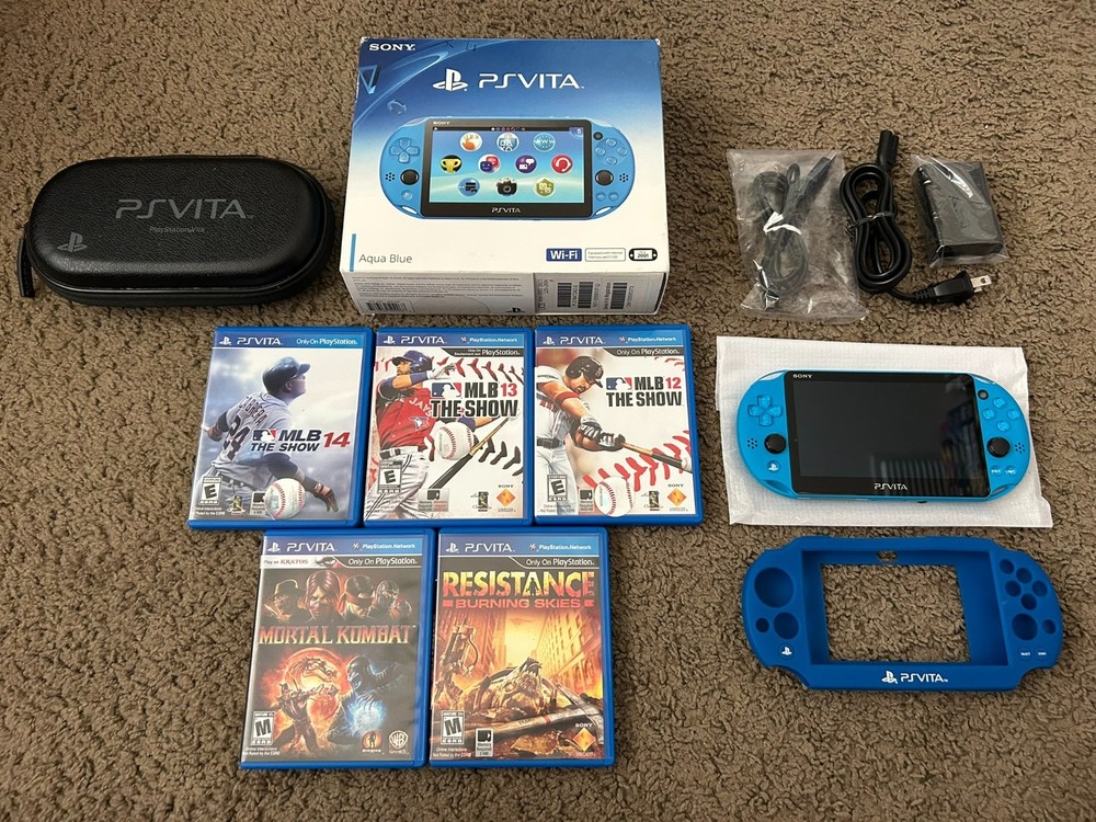 Sony PlayStation Vita Handheld System PCH-2001 Aqua Blue USA Version Complete PS