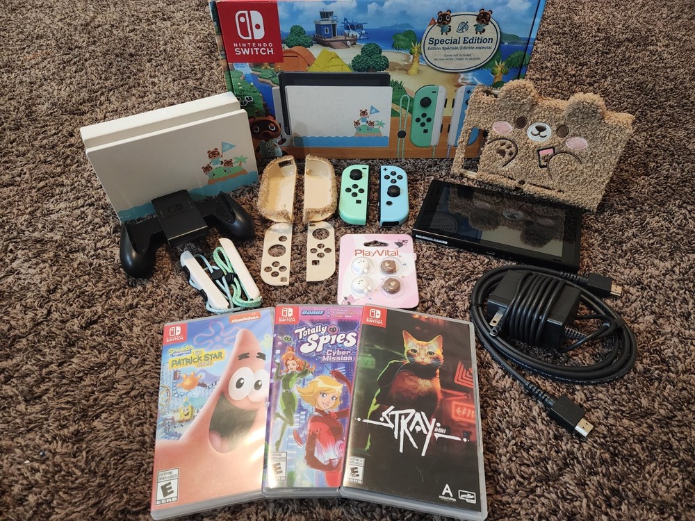 Nintendo Switch Animal Crossing Edition Bundle Box Tested + 3 Games Extras