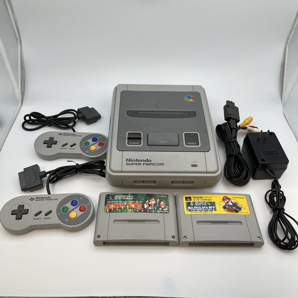 Nintendo Super Famicom Console Set Tested SHVC-001 Mario Kart Donkey Kong