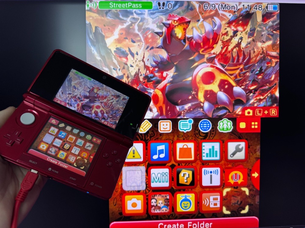 USB INBUILT CAPTURE CARD Metallic Red Original Nintendo 3DS Console REGFREE