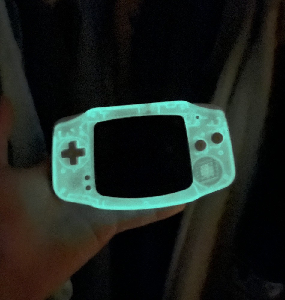 Game Boy Advance GBA IPS V5 Backlit USB-C recharge Glow In The Dark Mod Console