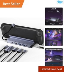 Compact Steam Deck Dock – Aluminum 6-in-1 Hub with Gigabit Ethernet Support