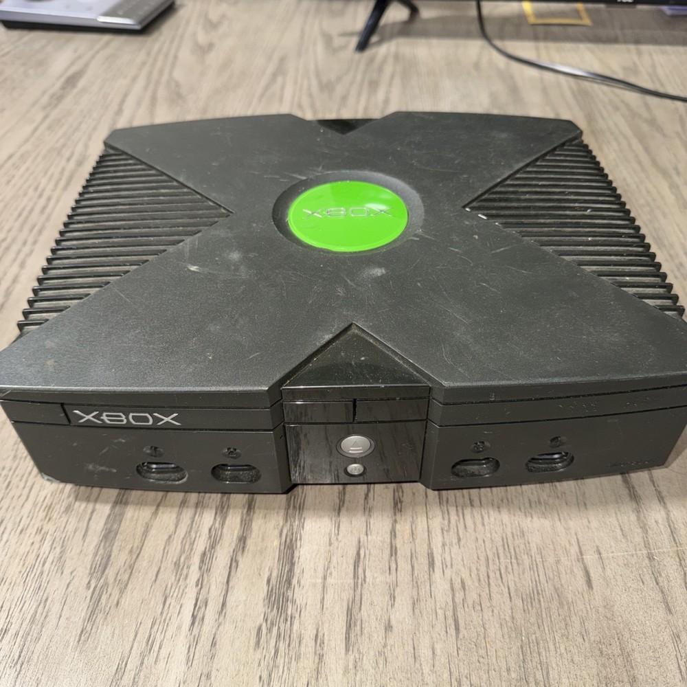 Microsoft Xbox Original Console DVD Playback Black/Green Parts Or Repair Only