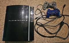Sony PlayStation 3 CECHK01 80GB Black Console Tested/Working With 2 Controllers