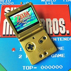 Console Nintendo Gameboy Advance SP Zelda Gold with IPS V2 101 backlit screen