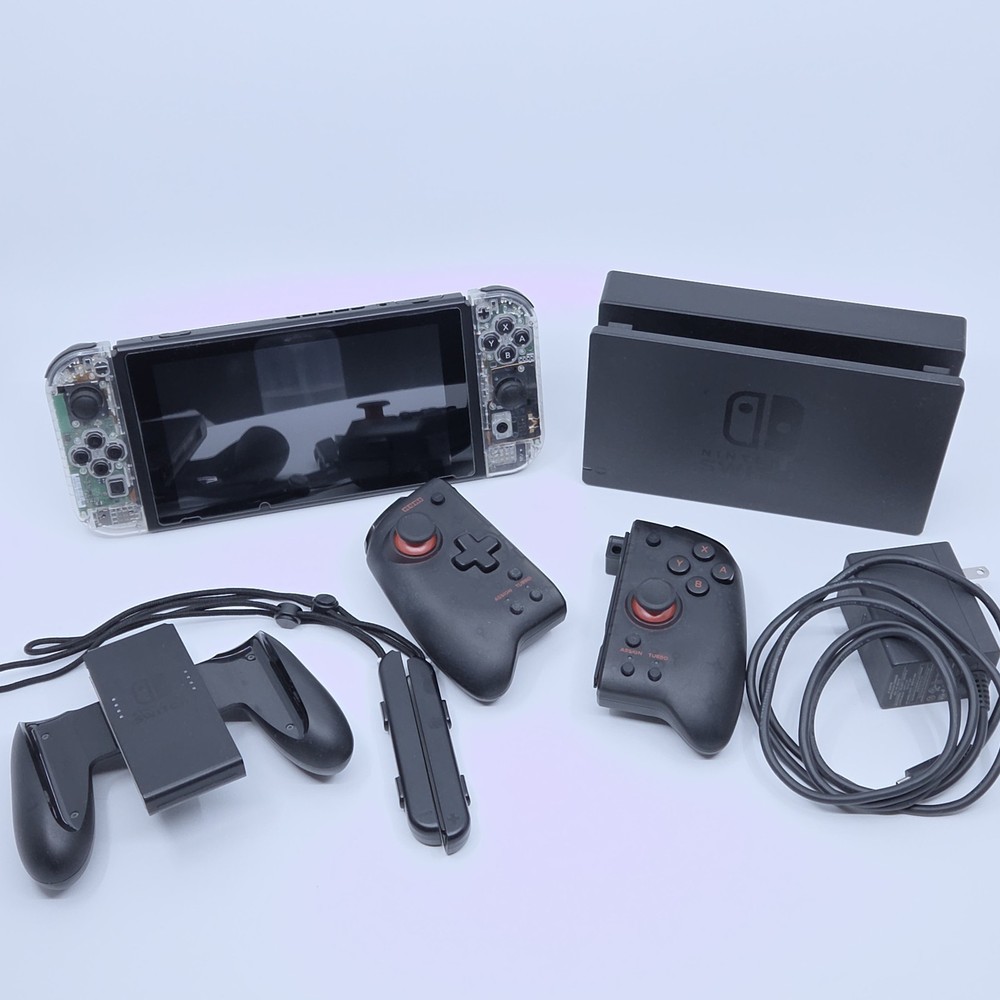 Nintendo Switch V1 w/ Custom Joycons, Dock, Cables, & Hori Split Pad Controller