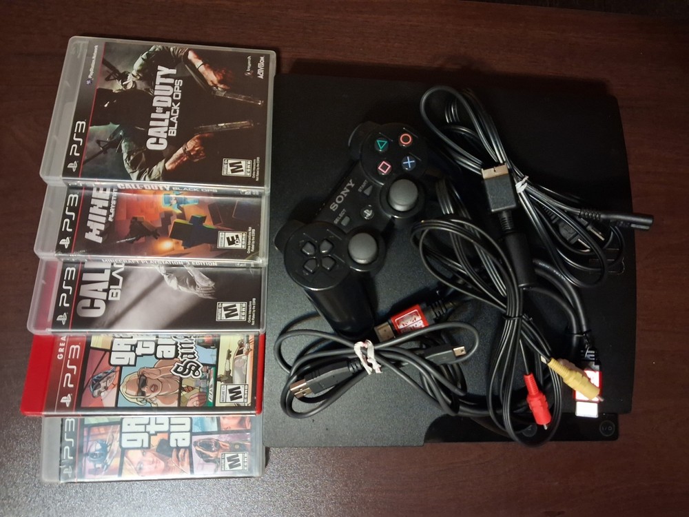 Playstation 3 Slim Console Bundle Games & Cords. Deep Cleaned, Tested & Working.