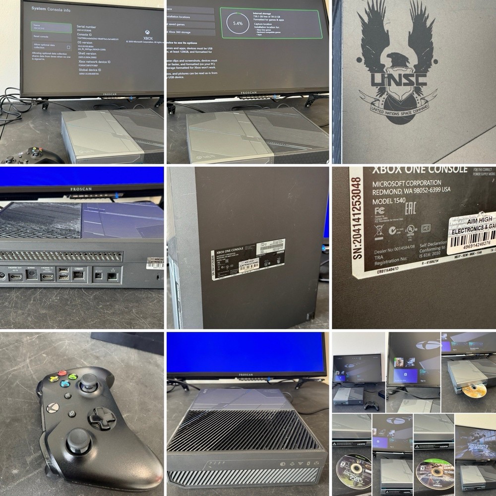 Xbox One Halo 5 Guardians Limited Edition 1TB Console Bundle Controller Cables