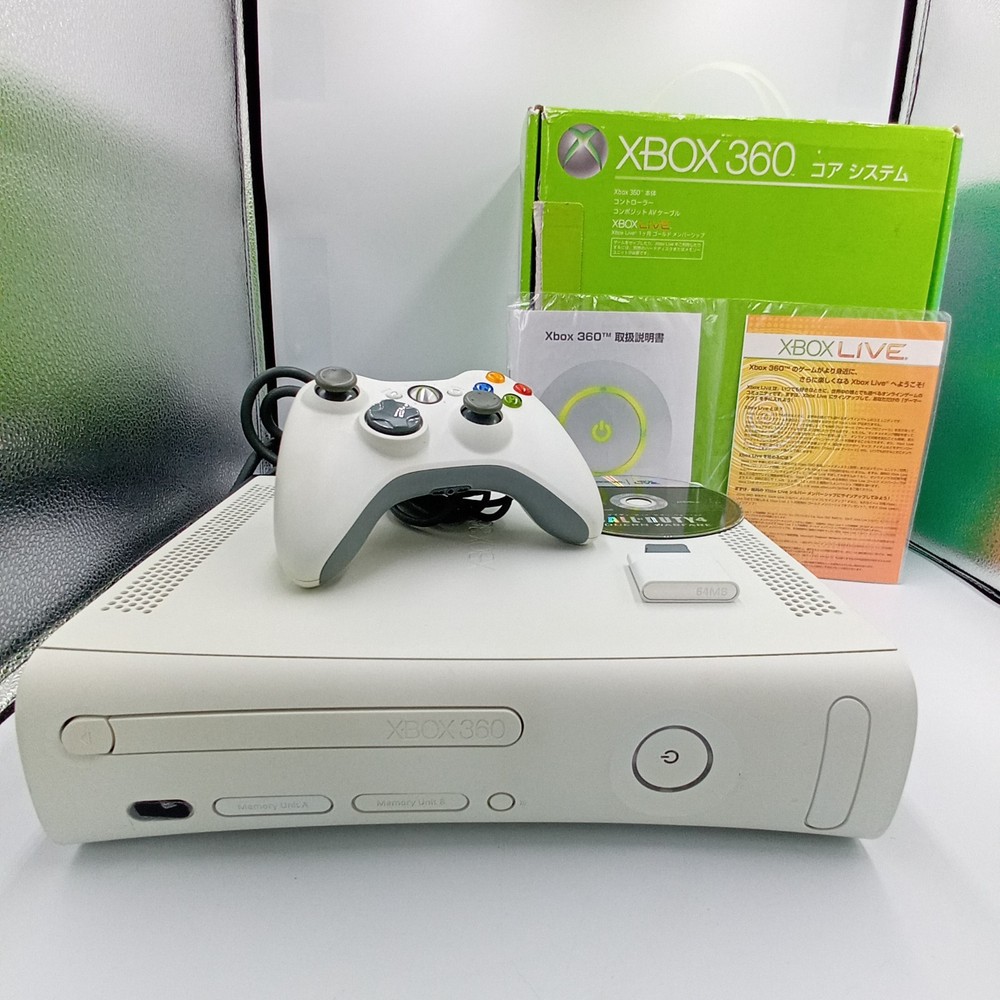 Microsoft Xbox 360 White Console Core System Boxed With Game Japanese Tested