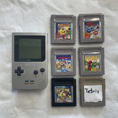 Nintendo Game Boy Pocket Silver + 6 Games (Mario, Tetris, Pacman) – Tested