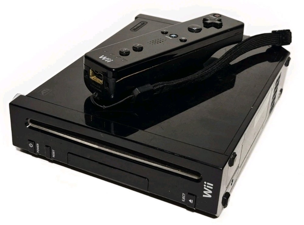 NINTENDO WII REPLACEMENT CONSOLE W/ CONTROLLER C BLACK RVL-101 (USA) TESTED WORK