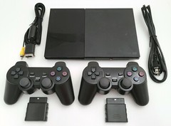 2 WIRELESS CONTROLLERS Sony PS2 SLIM Game System Gaming Console PLAYSTATION-2