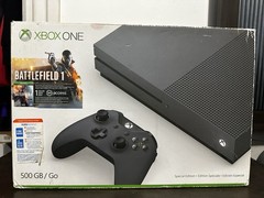 Xbox One S Storm Grey 500GB With Extra Black Controller And Expansion Card