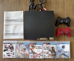 Sony PS3 Slim Console 160GB Bundle 3 Controllers 5 Games NHL MLB 11 12 13 14