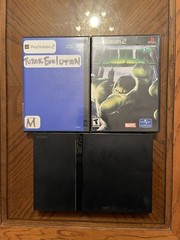 Sony PlayStation 2 Slim Console (SCPH-75001CB) W/ 2 Games And 2 Controllers