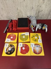 Nintendo Wii Mini Red Console Bundle w/OEM Controllers, Cords & 6 Games